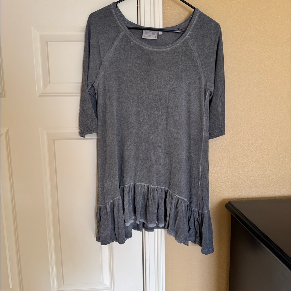Dantelle Charcoal Tunic with Ruffle Hem